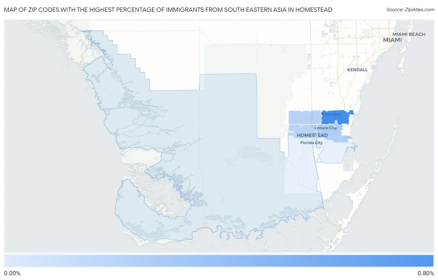 Zip Codes with the Highest Percentage of Immigrants from South Eastern Asia in Homestead Map