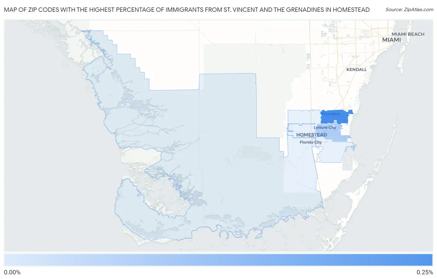 Zip Codes with the Highest Percentage of Immigrants from St. Vincent and the Grenadines in Homestead Map