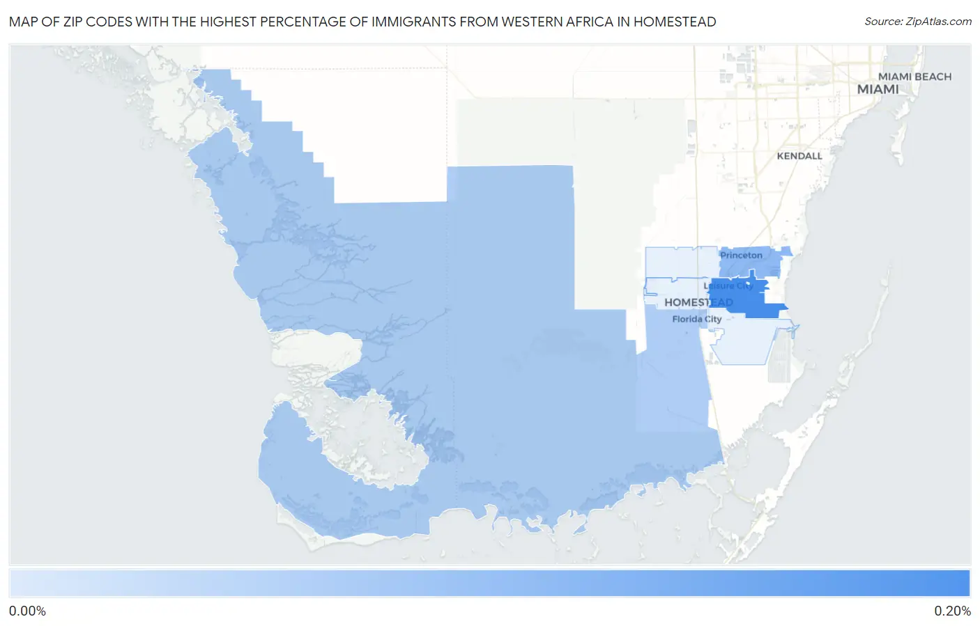 Zip Codes with the Highest Percentage of Immigrants from Western Africa in Homestead Map