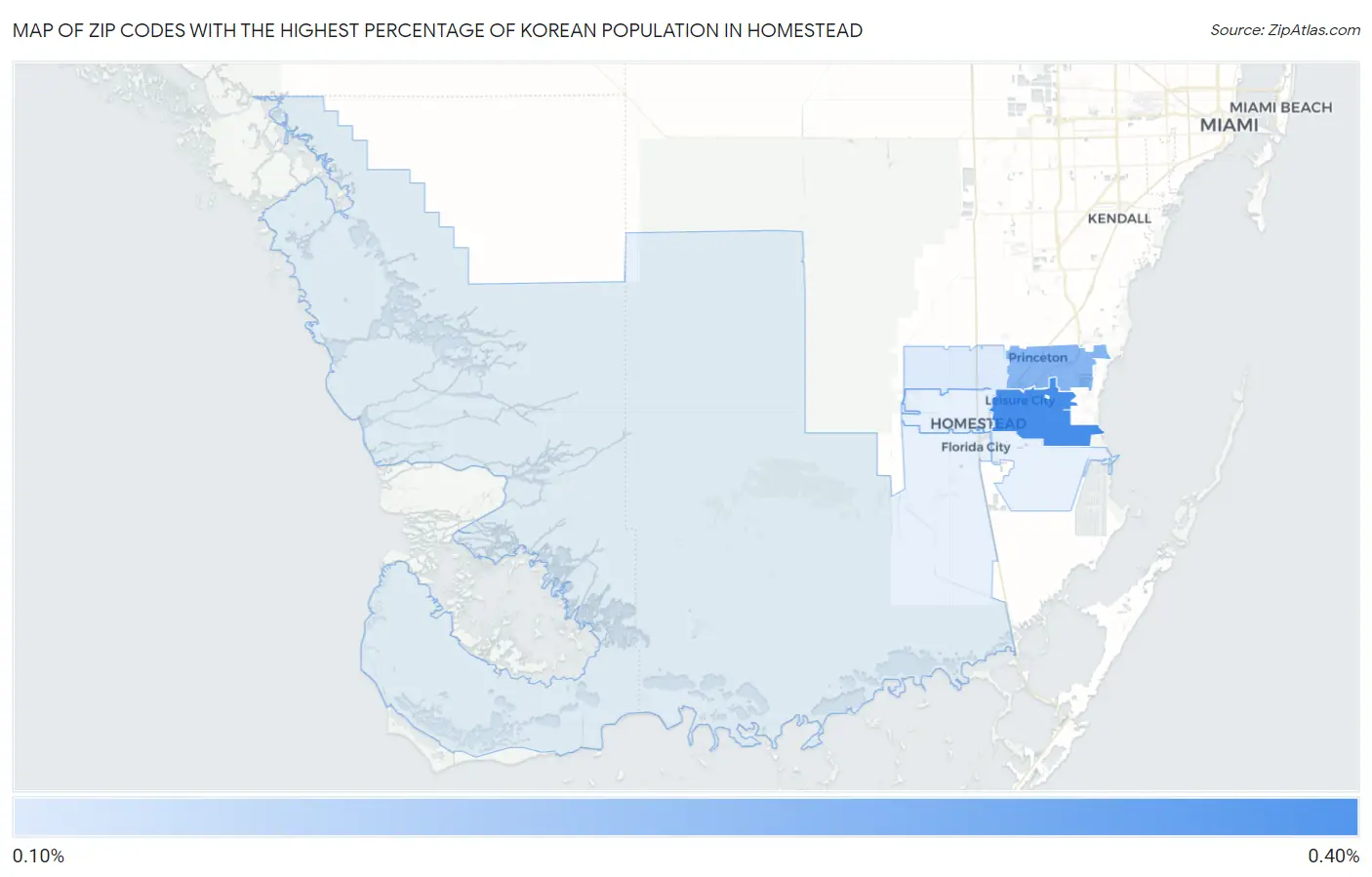 Zip Codes with the Highest Percentage of Korean Population in Homestead Map