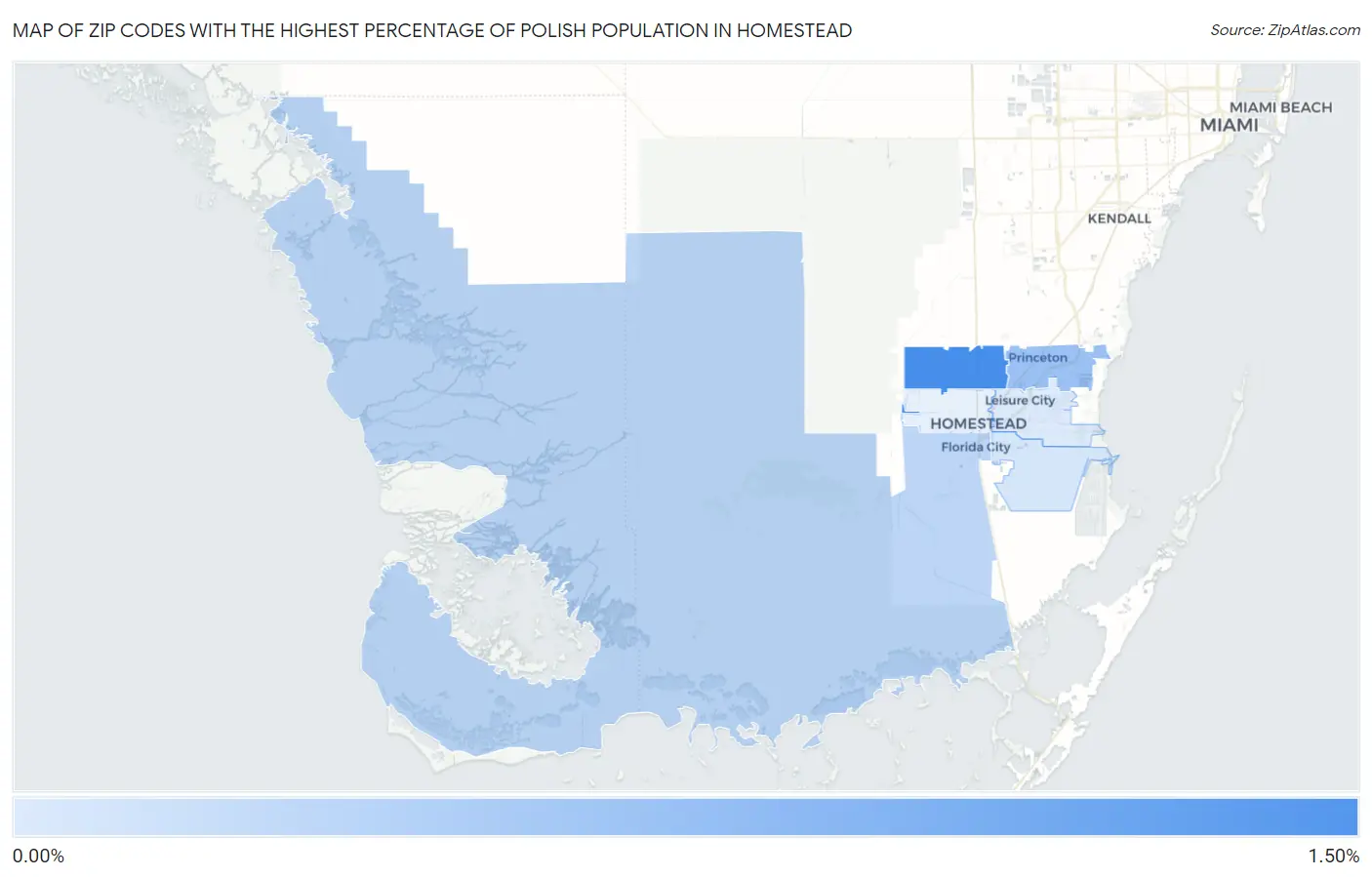 Zip Codes with the Highest Percentage of Polish Population in Homestead Map
