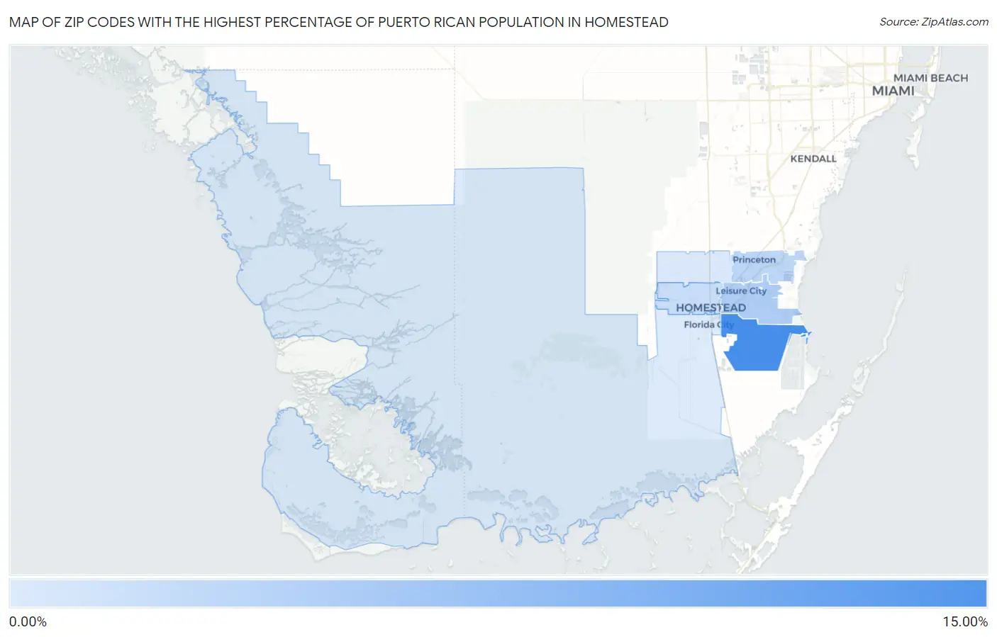 Zip Codes with the Highest Percentage of Puerto Rican Population in Homestead Map
