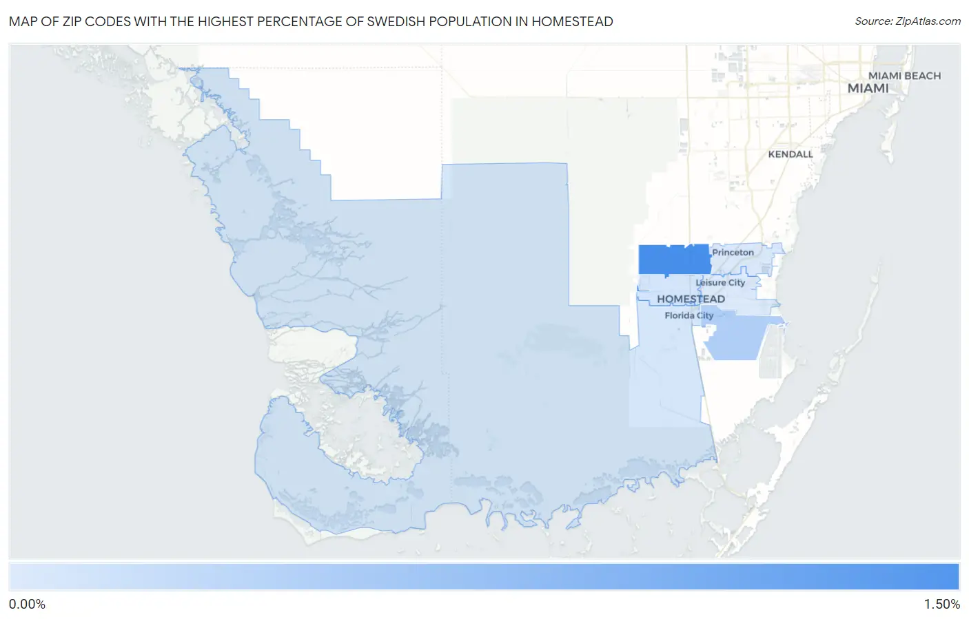 Zip Codes with the Highest Percentage of Swedish Population in Homestead Map