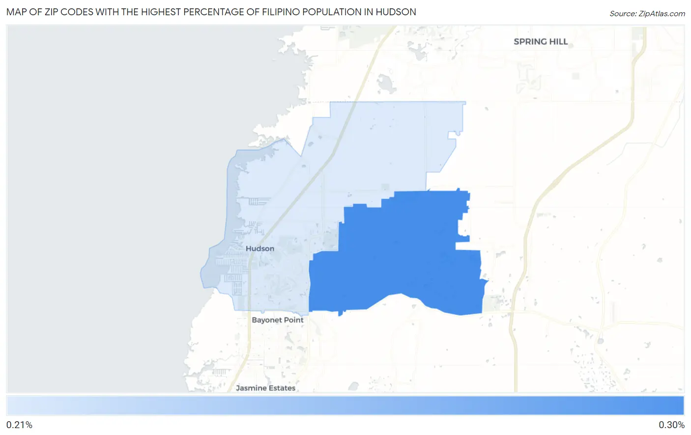 Zip Codes with the Highest Percentage of Filipino Population in Hudson Map