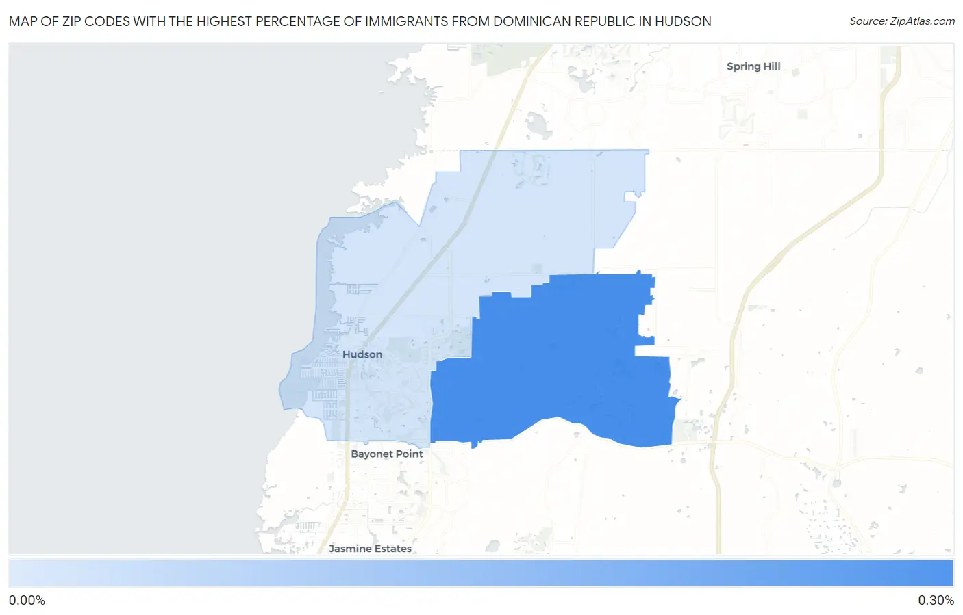 Zip Codes with the Highest Percentage of Immigrants from Dominican Republic in Hudson Map