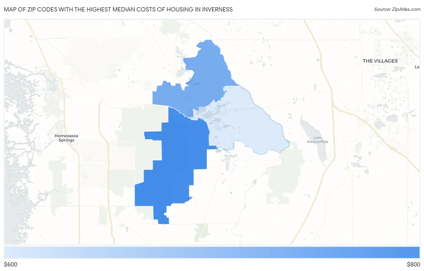 Zip Codes with the Highest Median Costs of Housing in Inverness Map