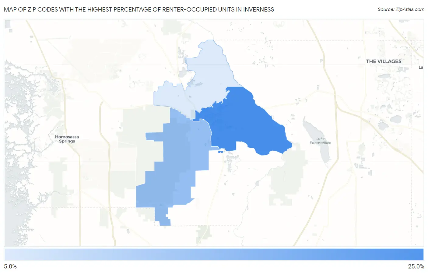 Zip Codes with the Highest Percentage of Renter-Occupied Units in Inverness Map
