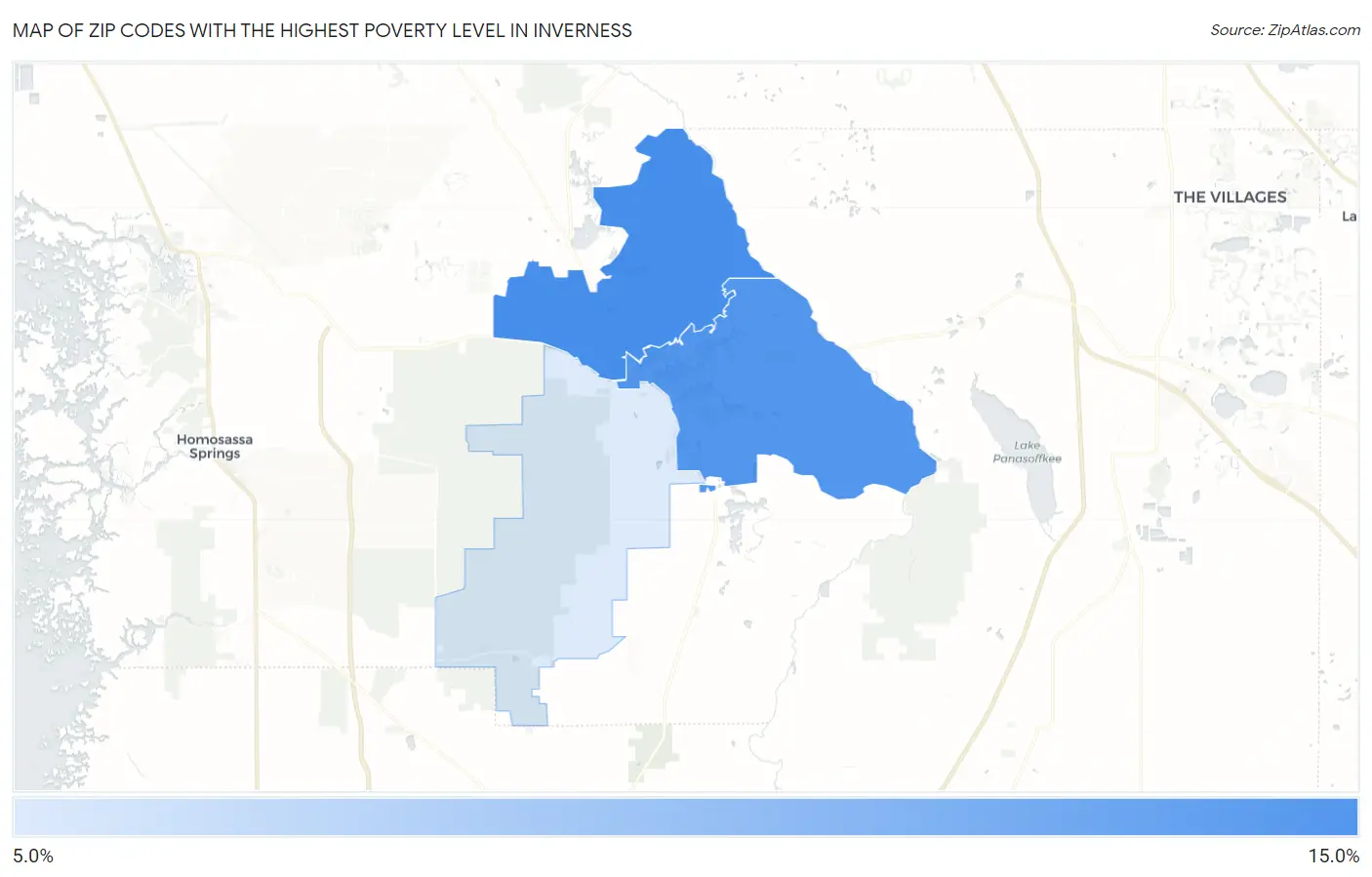 Zip Codes with the Highest Poverty Level in Inverness Map