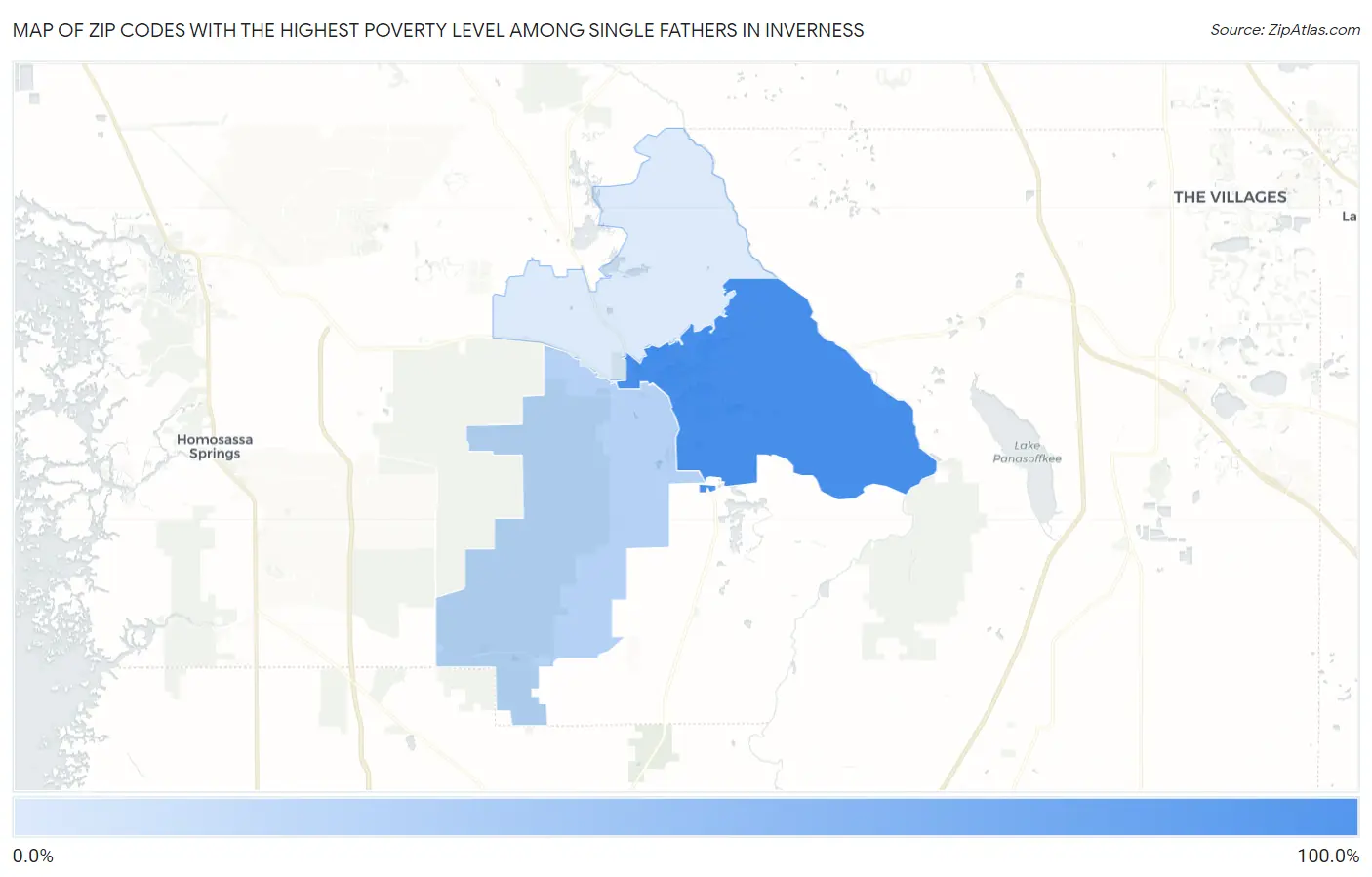 Zip Codes with the Highest Poverty Level Among Single Fathers in Inverness Map