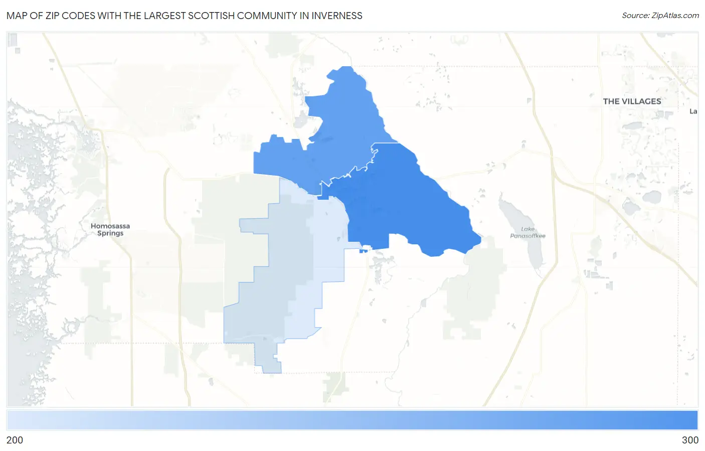 Zip Codes with the Largest Scottish Community in Inverness Map