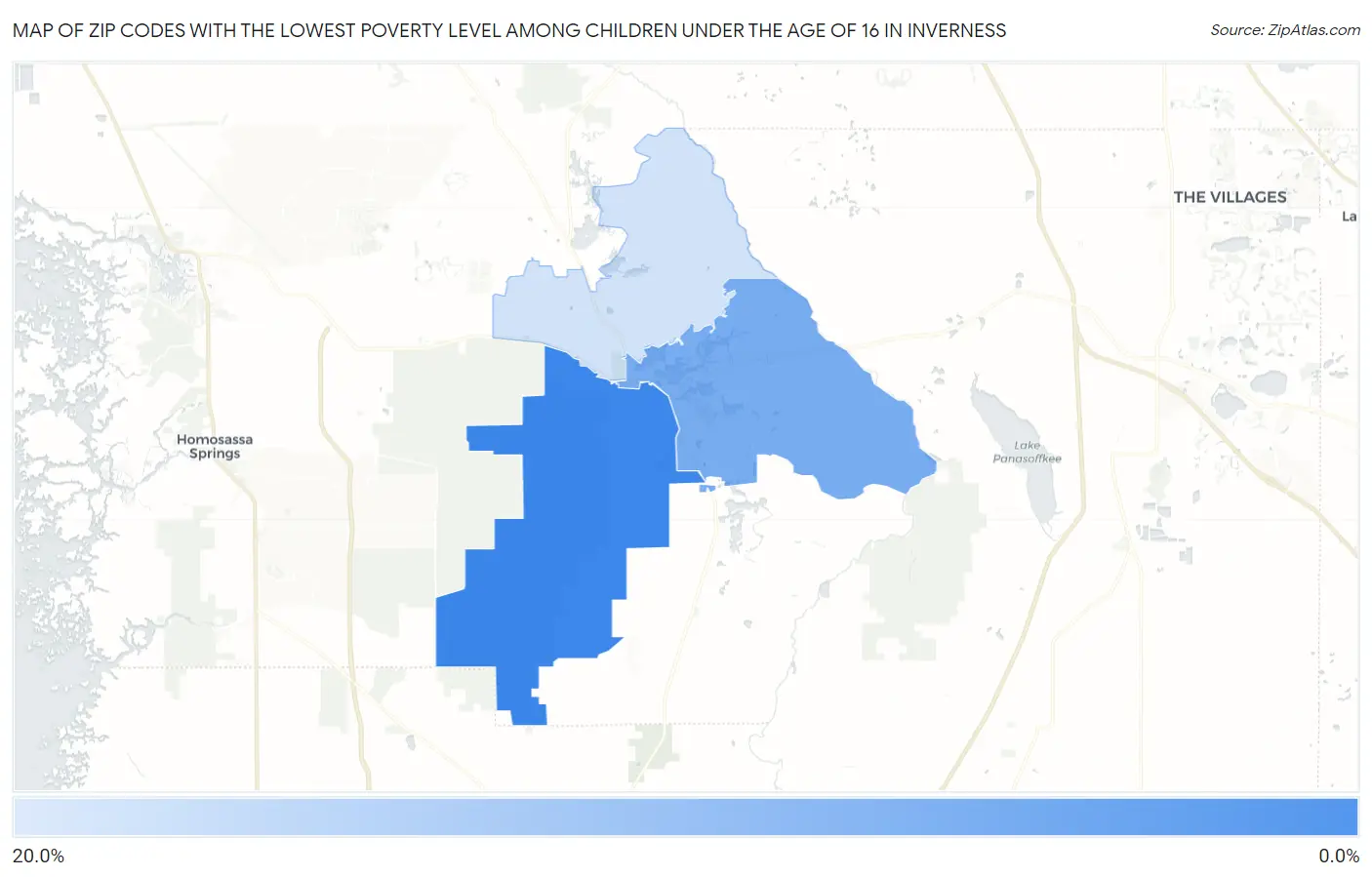 Zip Codes with the Lowest Poverty Level Among Children Under the Age of 16 in Inverness Map