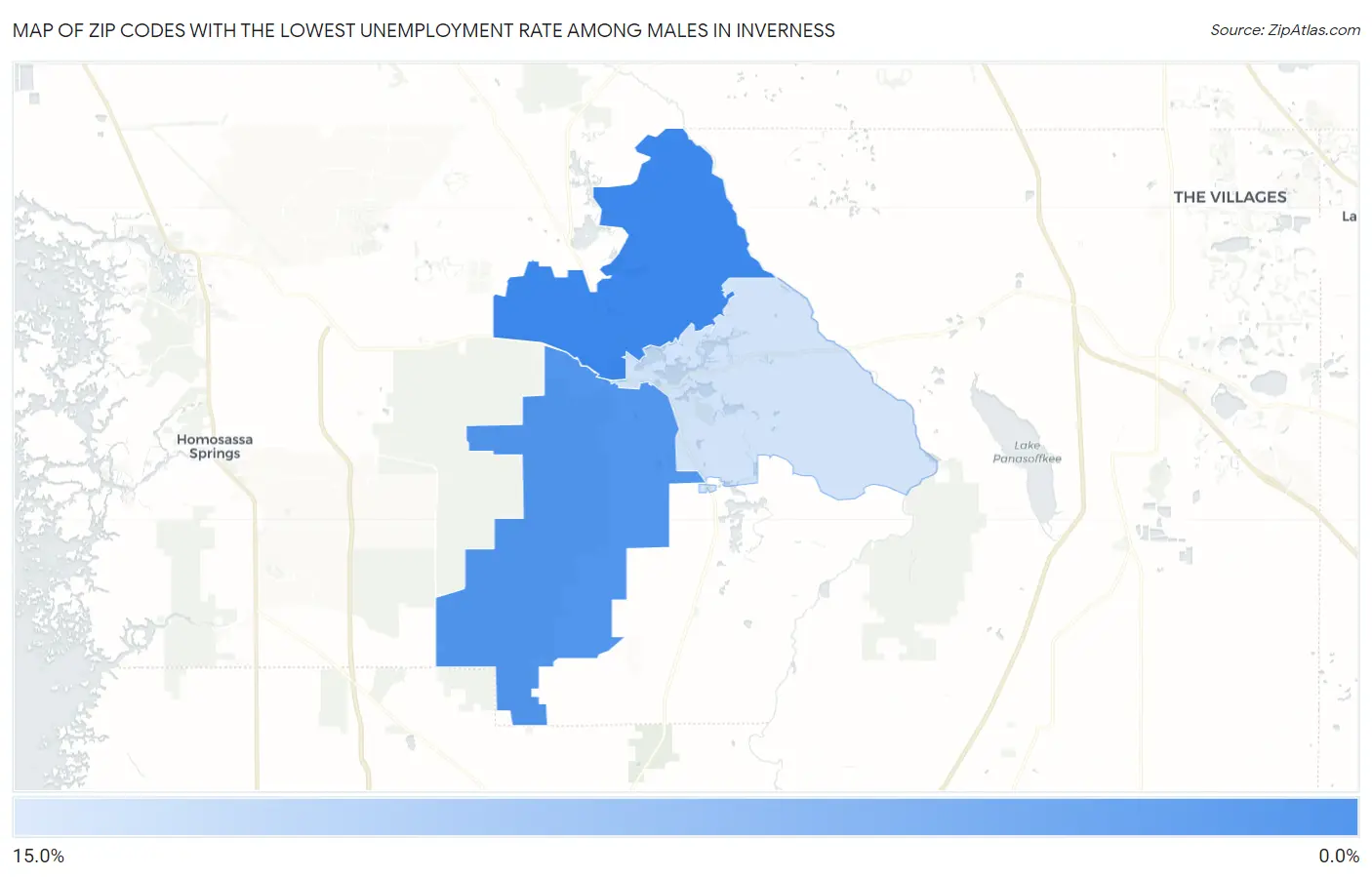 Zip Codes with the Lowest Unemployment Rate Among Males in Inverness Map
