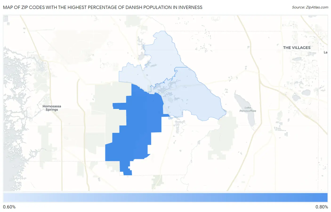 Zip Codes with the Highest Percentage of Danish Population in Inverness Map