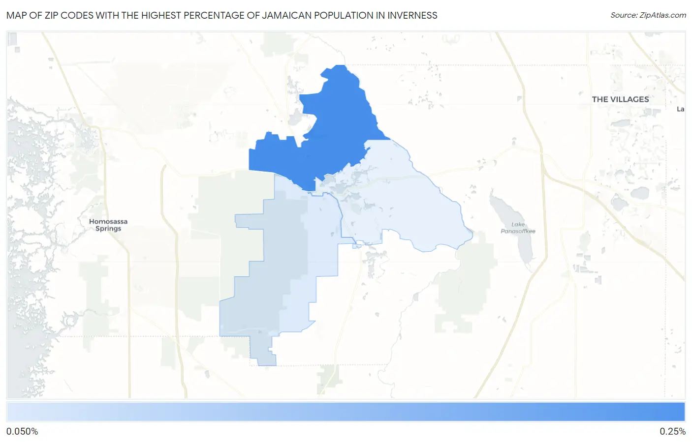 Zip Codes with the Highest Percentage of Jamaican Population in Inverness Map