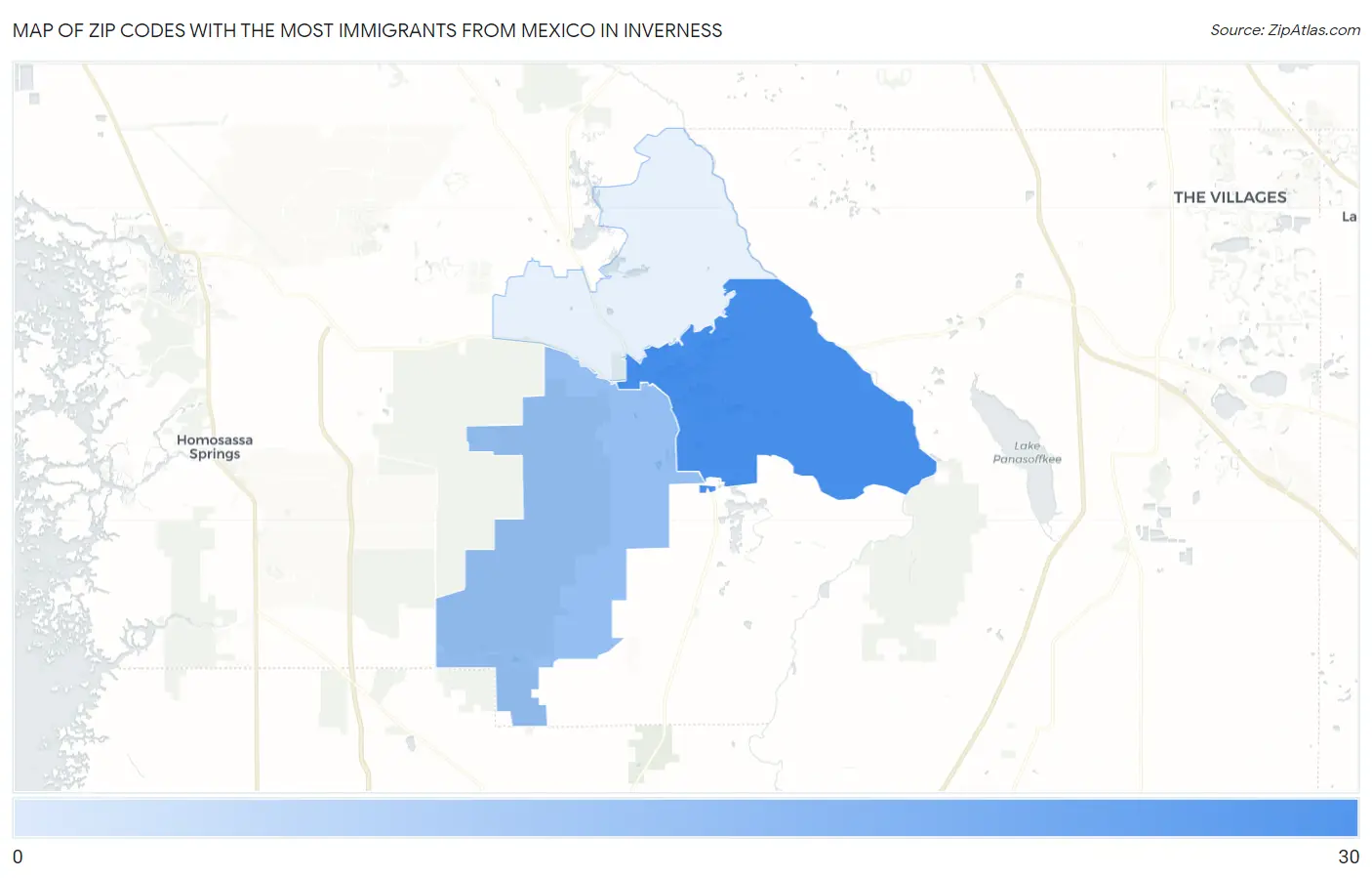 Zip Codes with the Most Immigrants from Mexico in Inverness Map