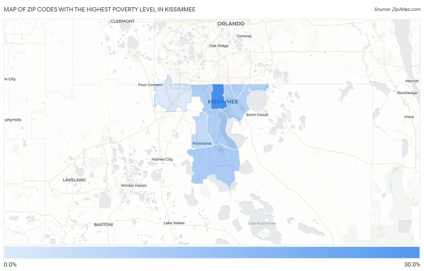 Zip Codes with the Highest Poverty Level in Kissimmee Map