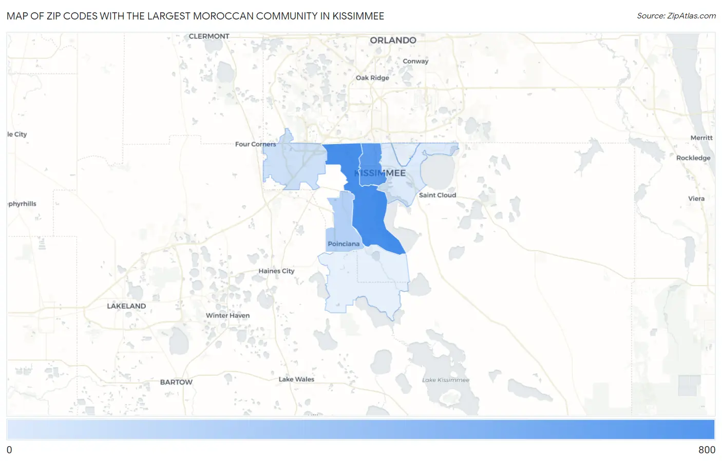 Zip Codes with the Largest Moroccan Community in Kissimmee Map