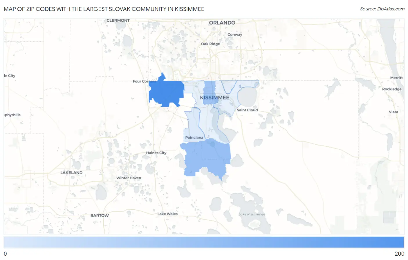 Zip Codes with the Largest Slovak Community in Kissimmee Map