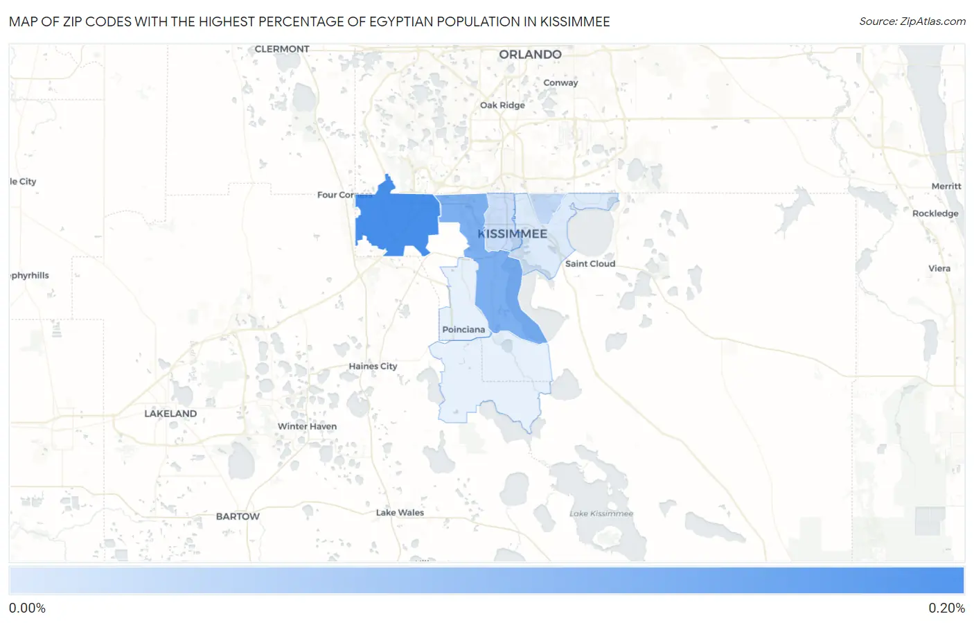 Zip Codes with the Highest Percentage of Egyptian Population in Kissimmee Map