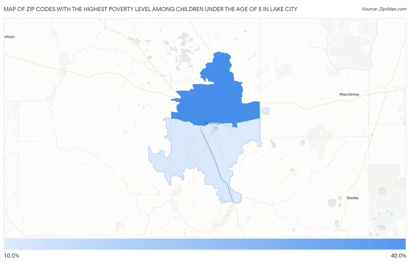 Zip Codes with the Highest Poverty Level Among Children Under the Age of 5 in Lake City Map