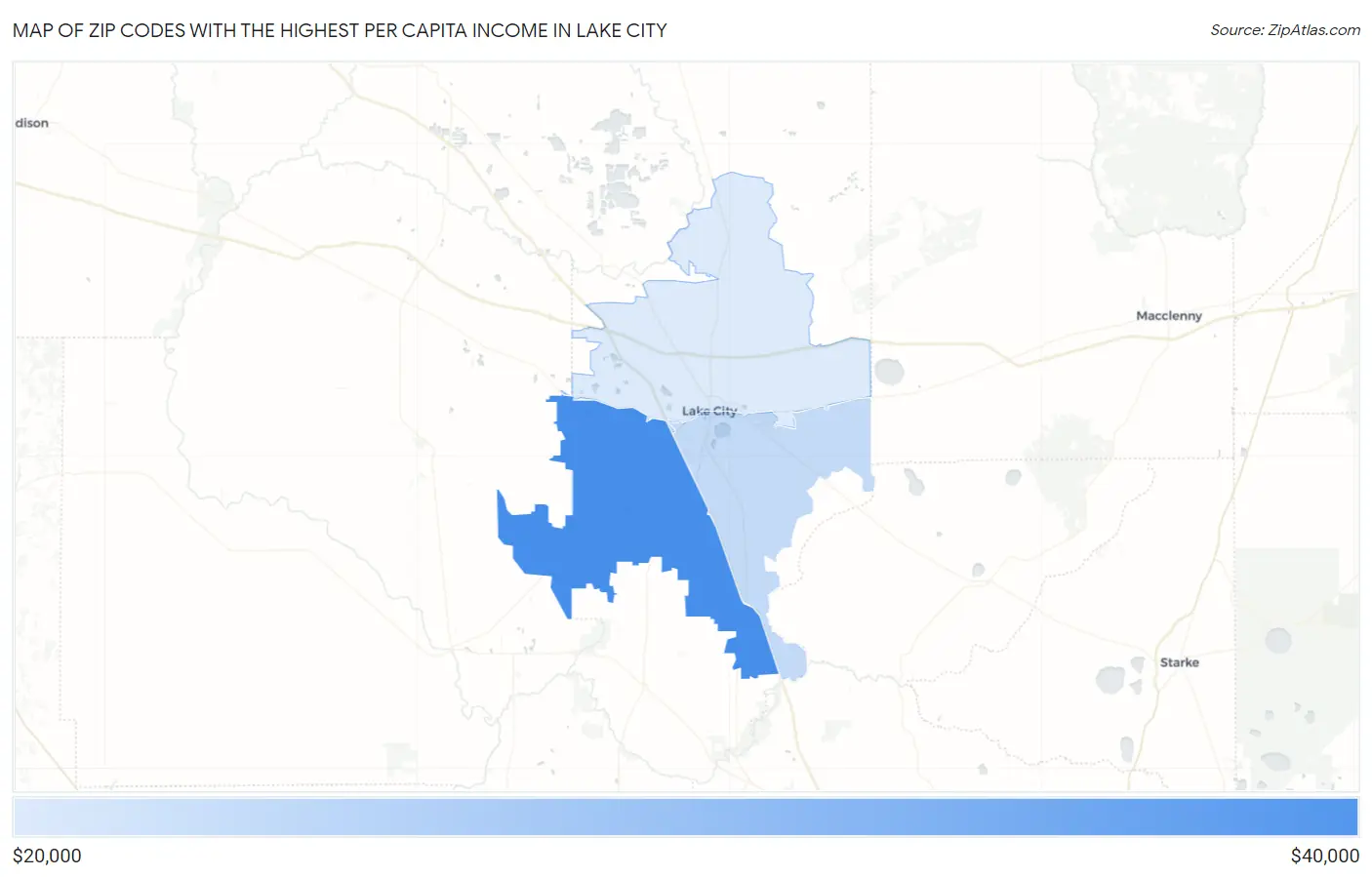 Zip Codes with the Highest Per Capita Income in Lake City Map