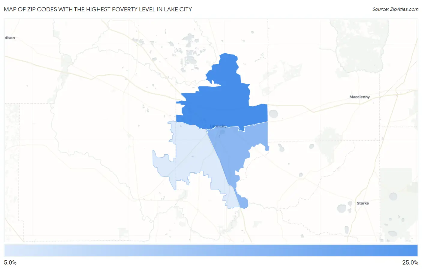 Zip Codes with the Highest Poverty Level in Lake City Map