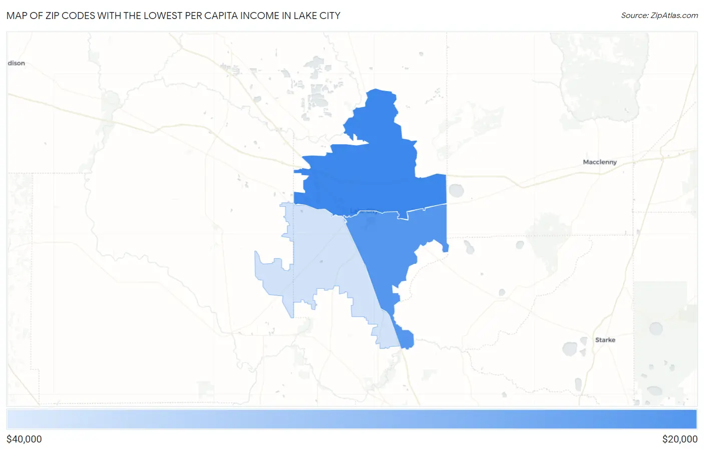 Zip Codes with the Lowest Per Capita Income in Lake City Map