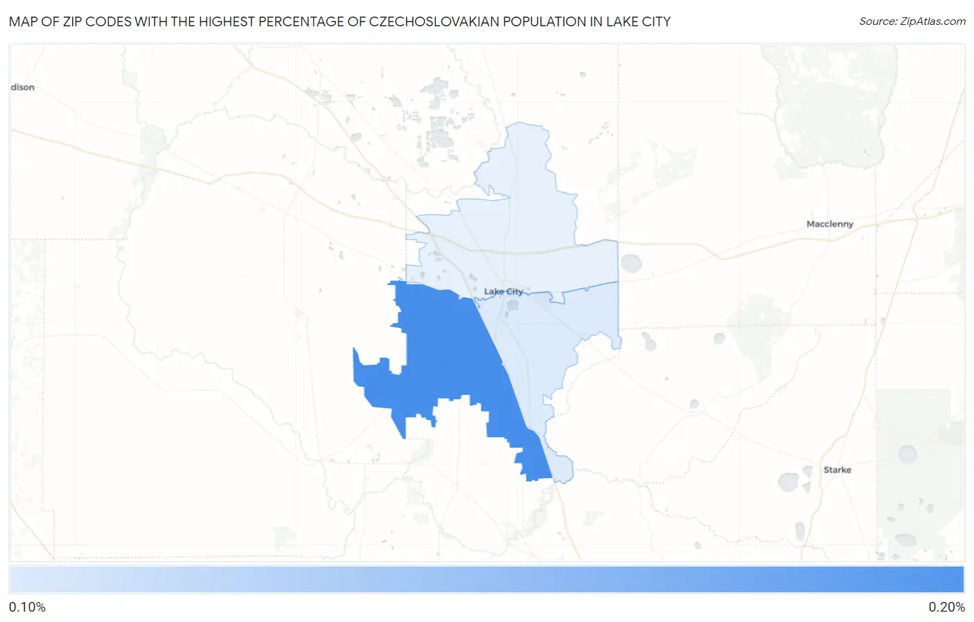 Zip Codes with the Highest Percentage of Czechoslovakian Population in Lake City Map