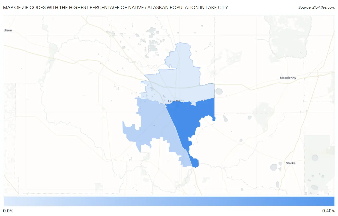 Zip Codes with the Highest Percentage of Native / Alaskan Population in Lake City Map