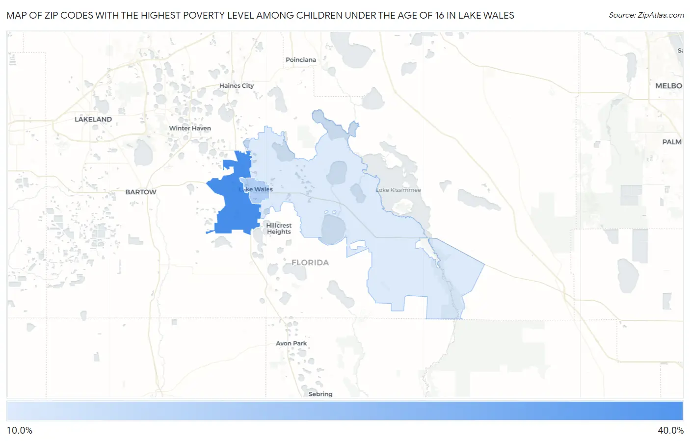 Zip Codes with the Highest Poverty Level Among Children Under the Age of 16 in Lake Wales Map