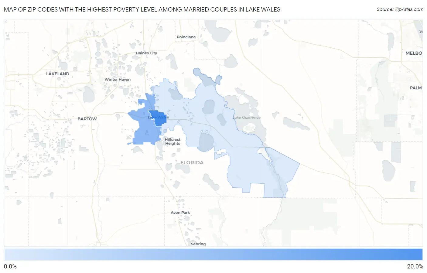 Zip Codes with the Highest Poverty Level Among Married Couples in Lake Wales Map