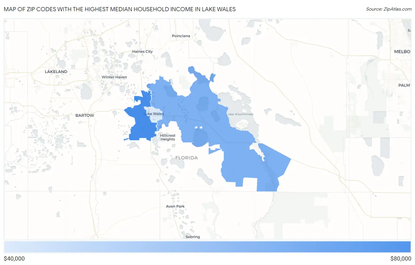 Zip Codes with the Highest Median Household Income in Lake Wales Map
