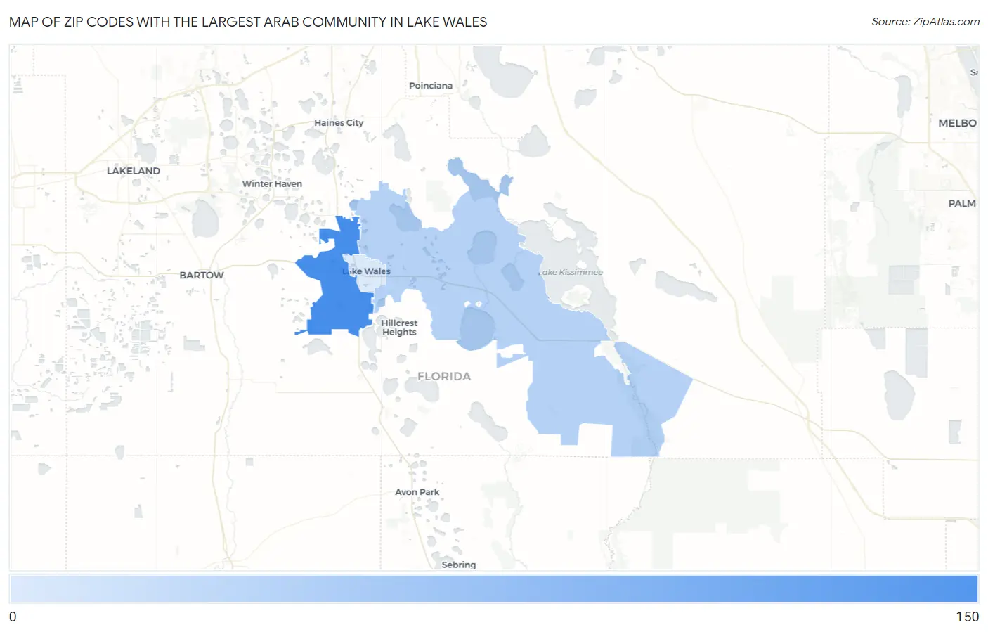 Zip Codes with the Largest Arab Community in Lake Wales Map