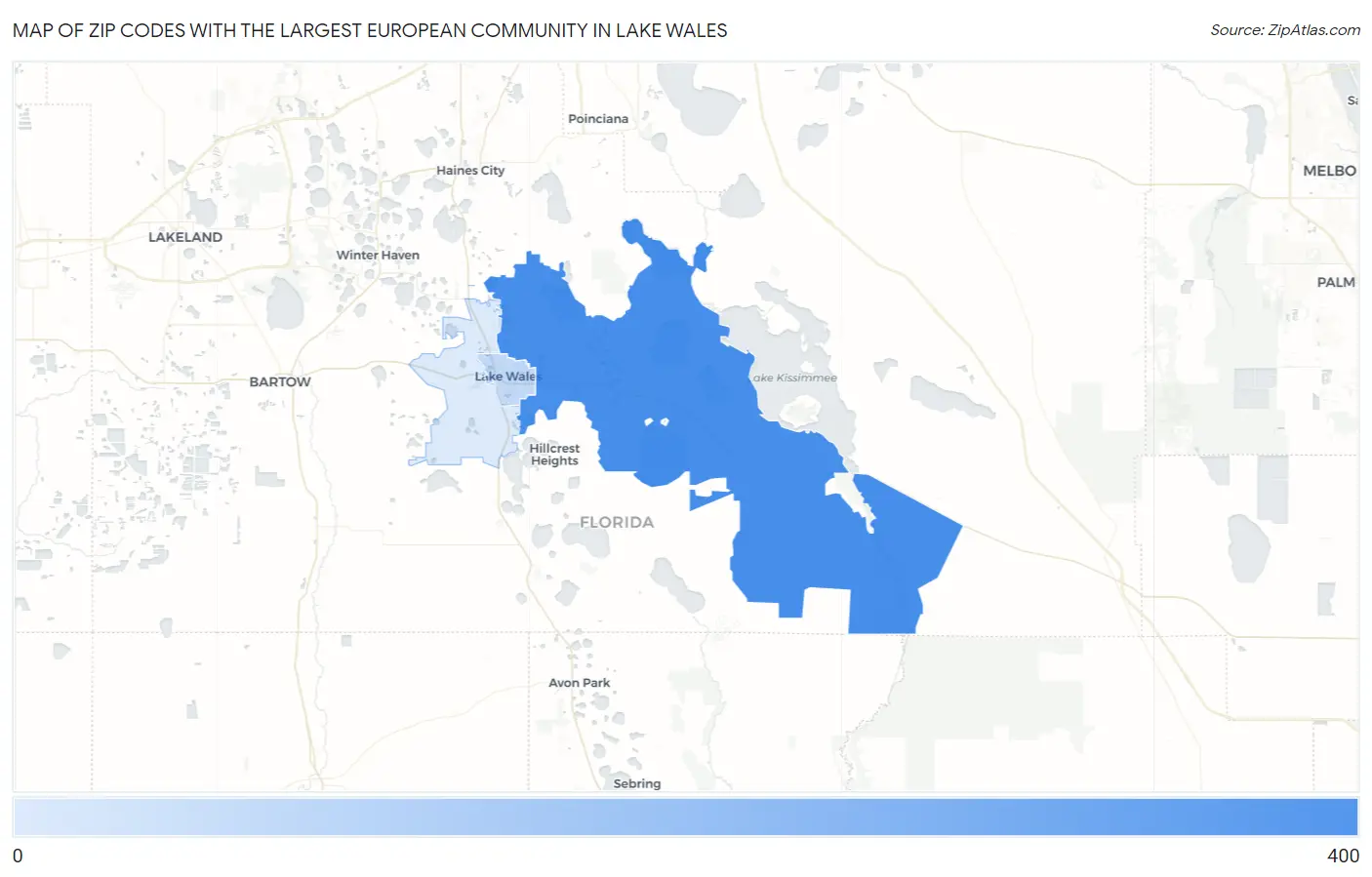 Zip Codes with the Largest European Community in Lake Wales Map