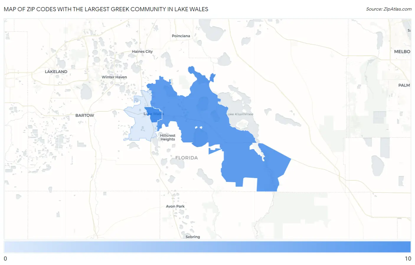 Zip Codes with the Largest Greek Community in Lake Wales Map