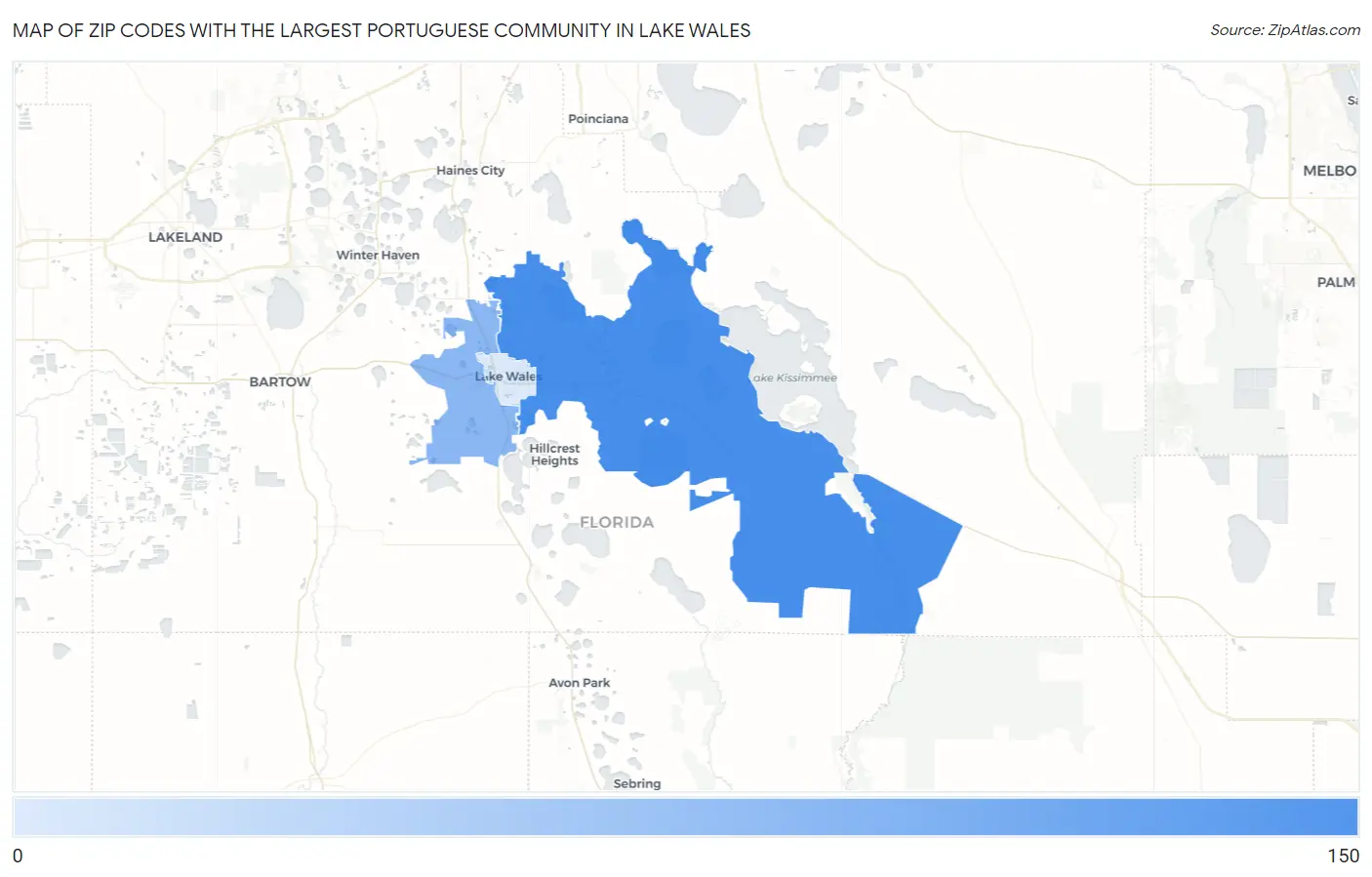 Zip Codes with the Largest Portuguese Community in Lake Wales Map