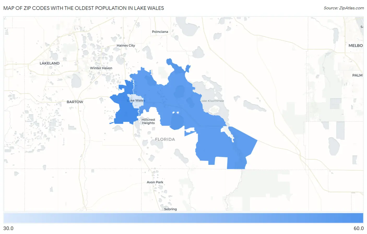 Zip Codes with the Oldest Population in Lake Wales Map