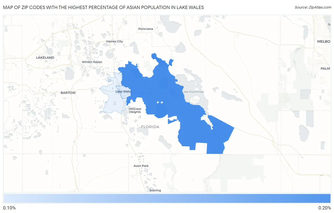 Zip Codes with the Highest Percentage of Asian Population in Lake Wales Map