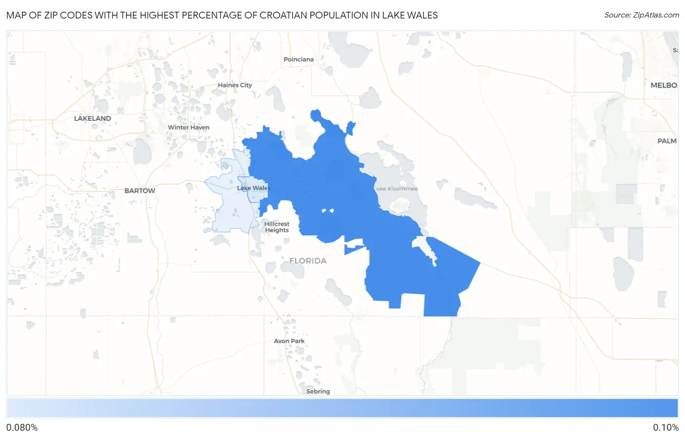 Zip Codes with the Highest Percentage of Croatian Population in Lake Wales Map