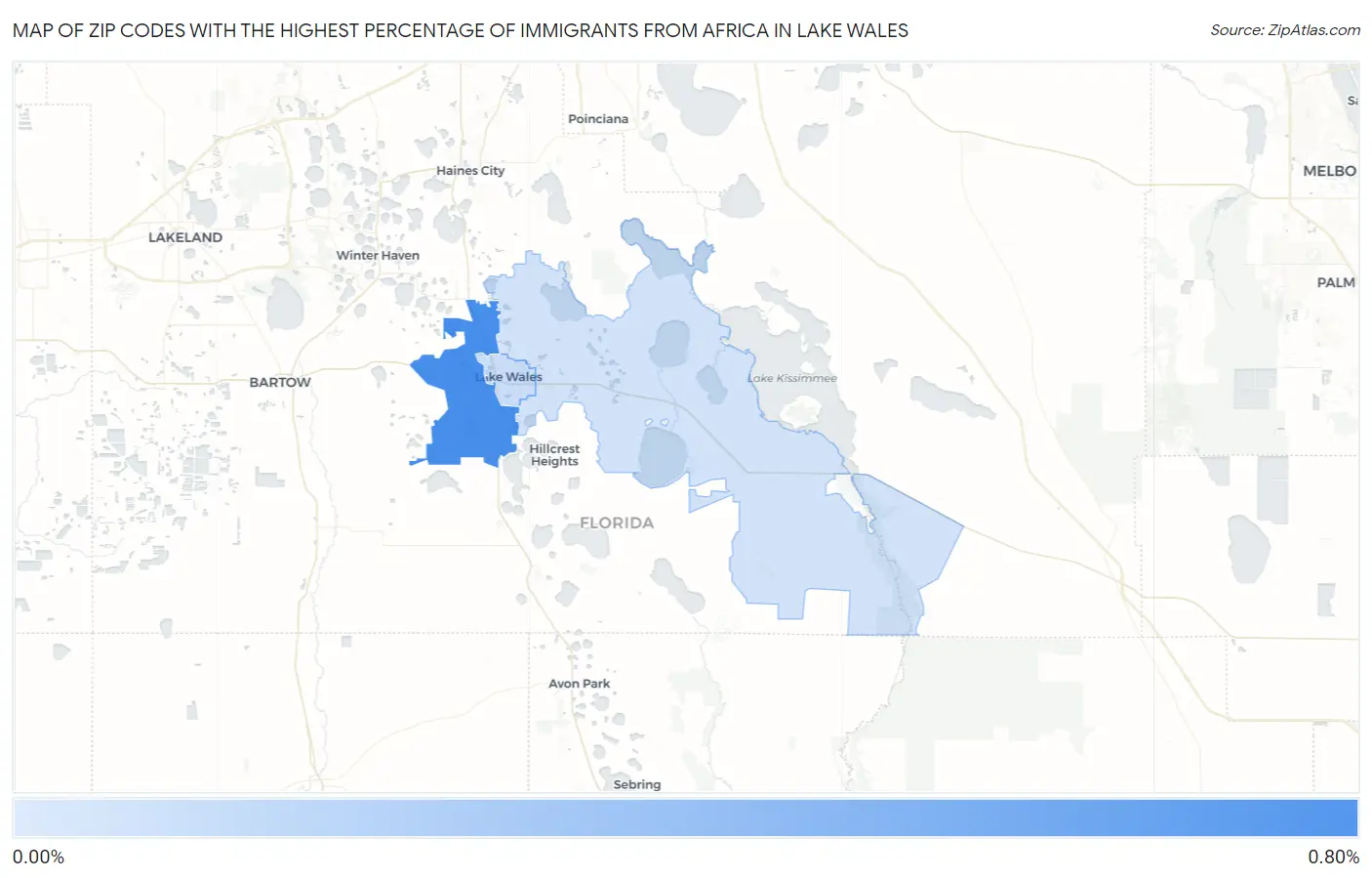 Zip Codes with the Highest Percentage of Immigrants from Africa in Lake Wales Map