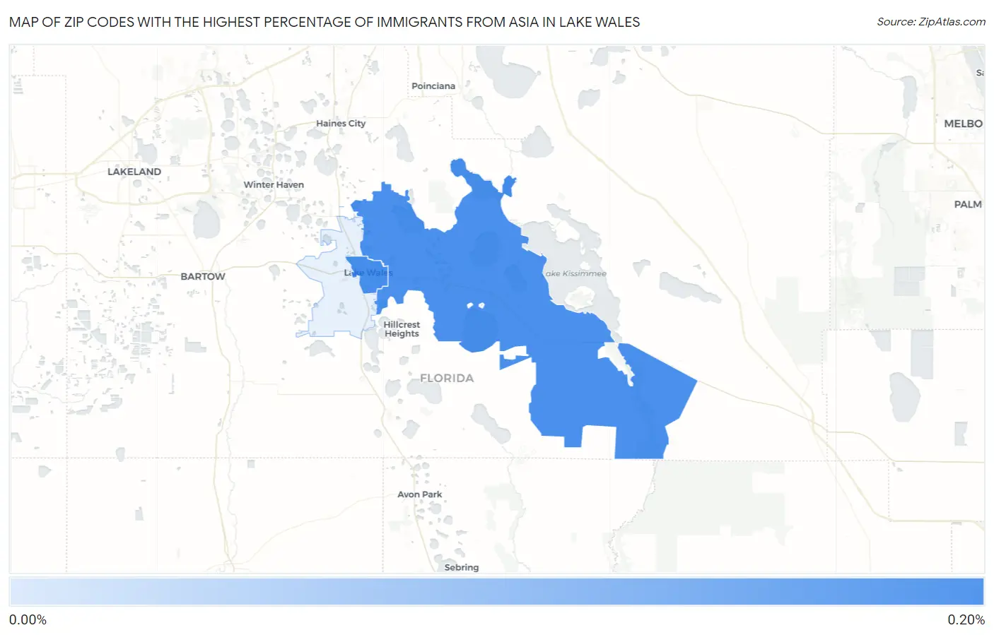 Zip Codes with the Highest Percentage of Immigrants from Asia in Lake Wales Map