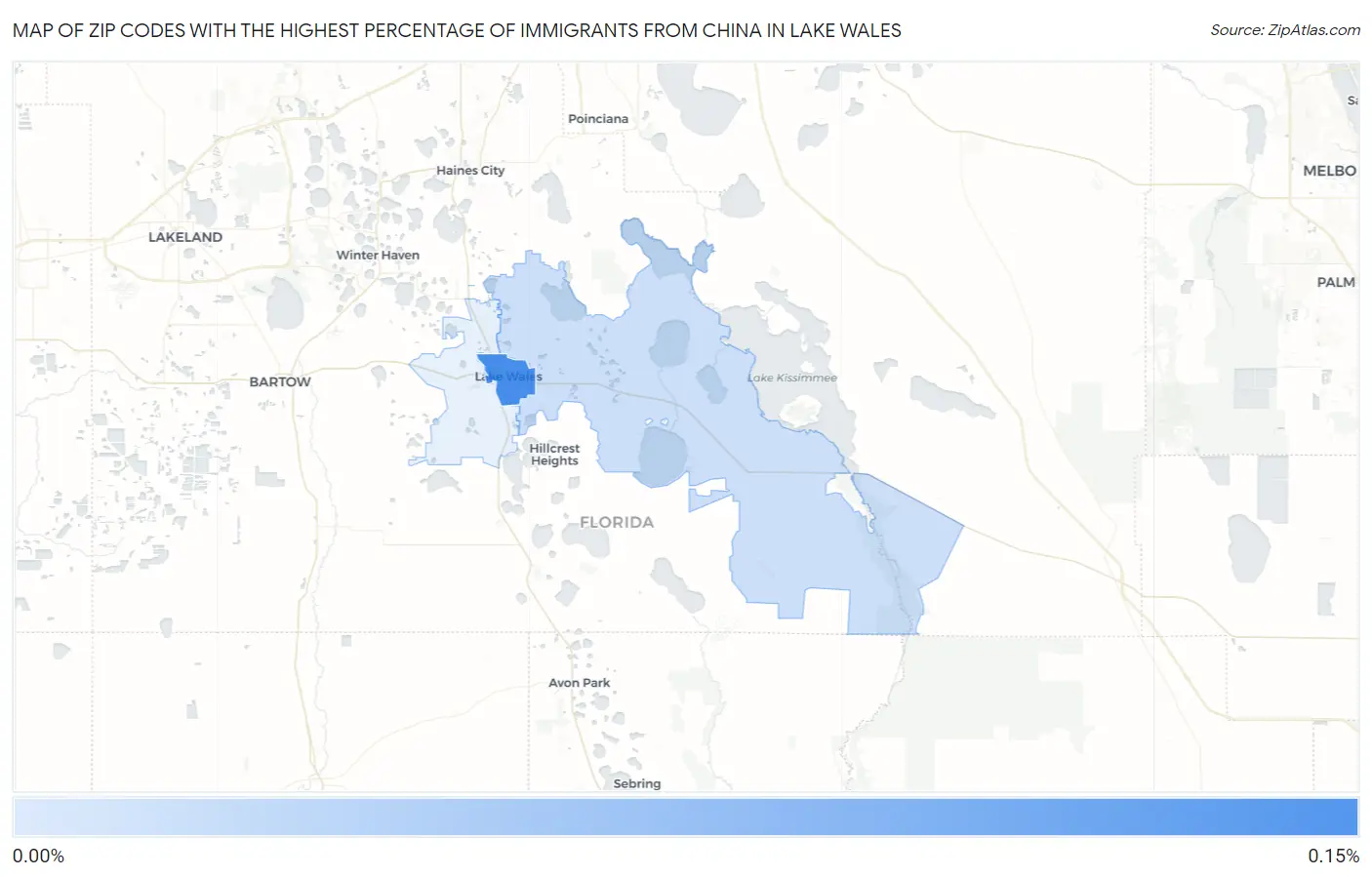 Zip Codes with the Highest Percentage of Immigrants from China in Lake Wales Map