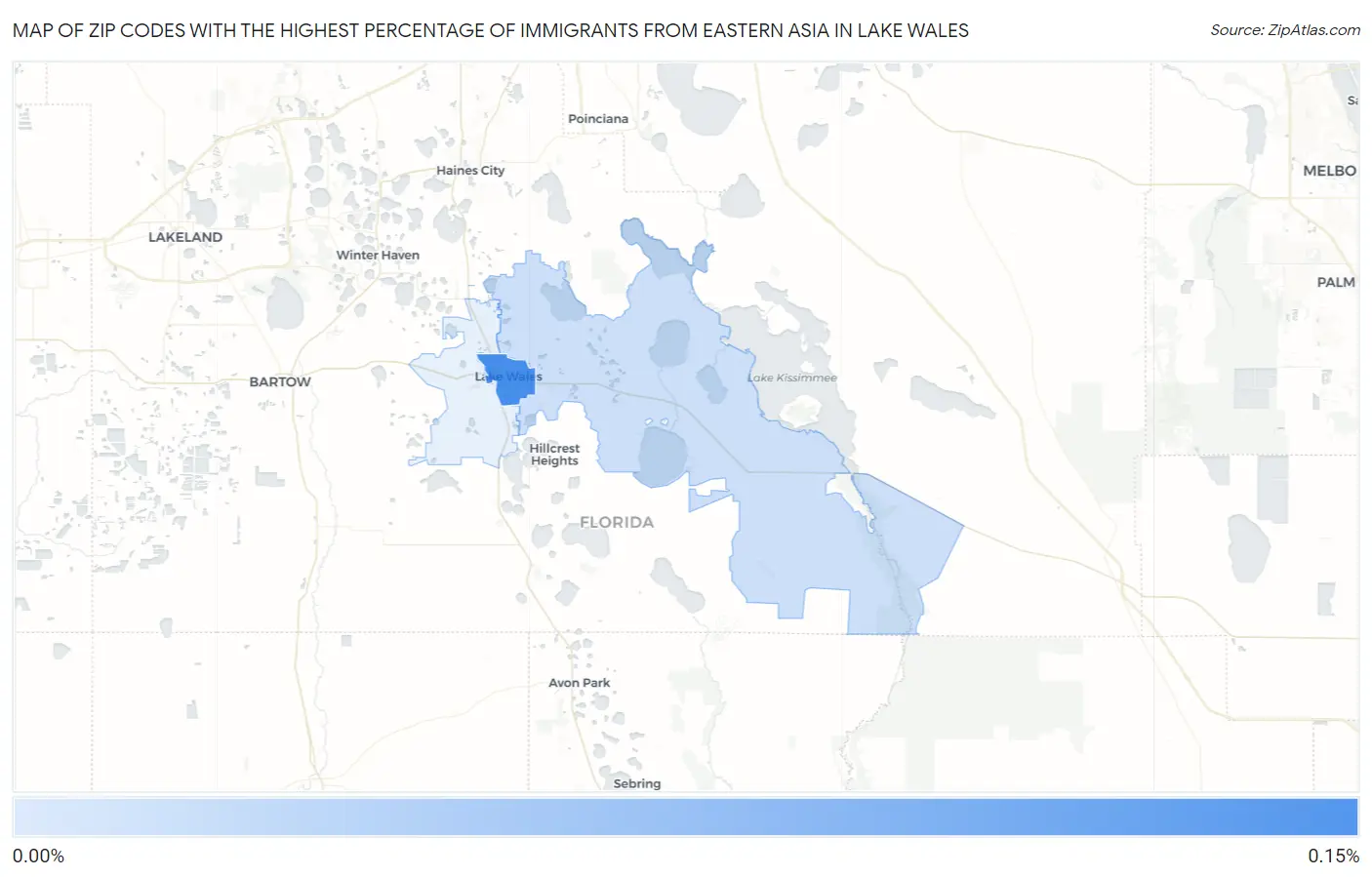 Zip Codes with the Highest Percentage of Immigrants from Eastern Asia in Lake Wales Map