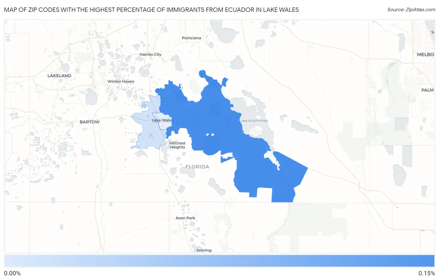 Zip Codes with the Highest Percentage of Immigrants from Ecuador in Lake Wales Map