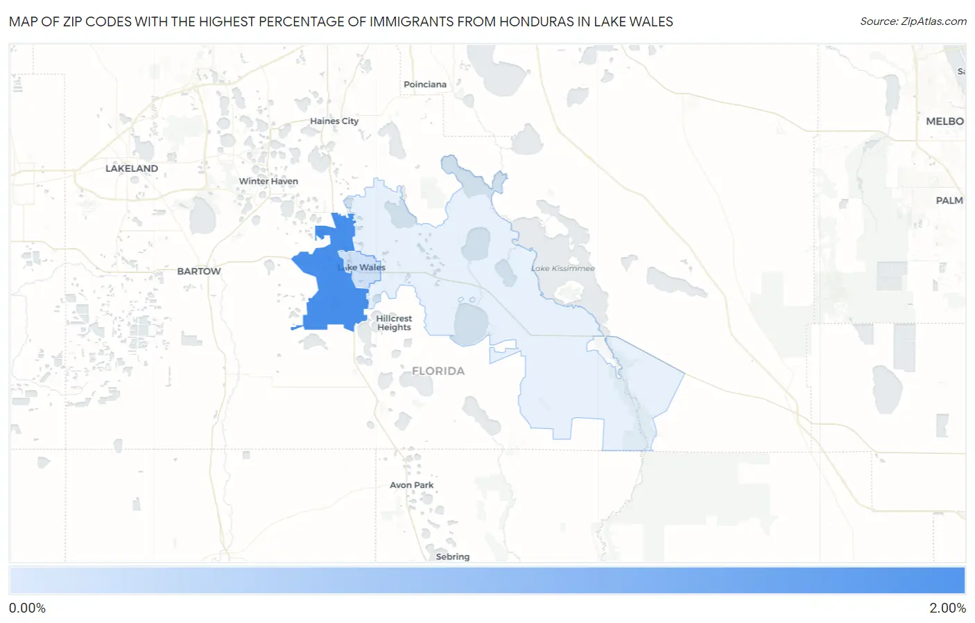 Zip Codes with the Highest Percentage of Immigrants from Honduras in Lake Wales Map