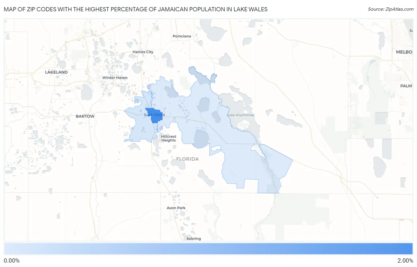 Zip Codes with the Highest Percentage of Jamaican Population in Lake Wales Map