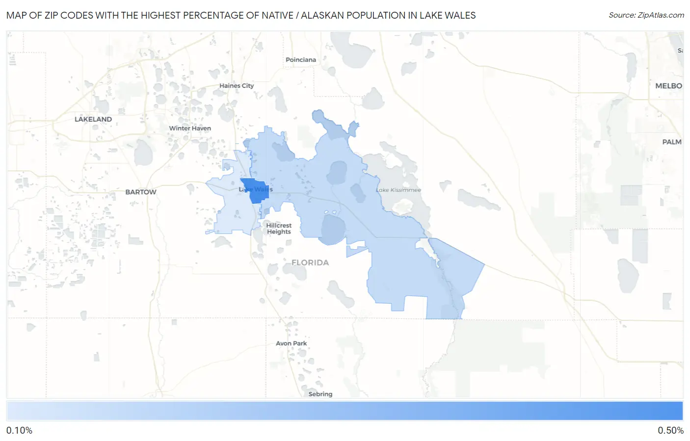 Zip Codes with the Highest Percentage of Native / Alaskan Population in Lake Wales Map