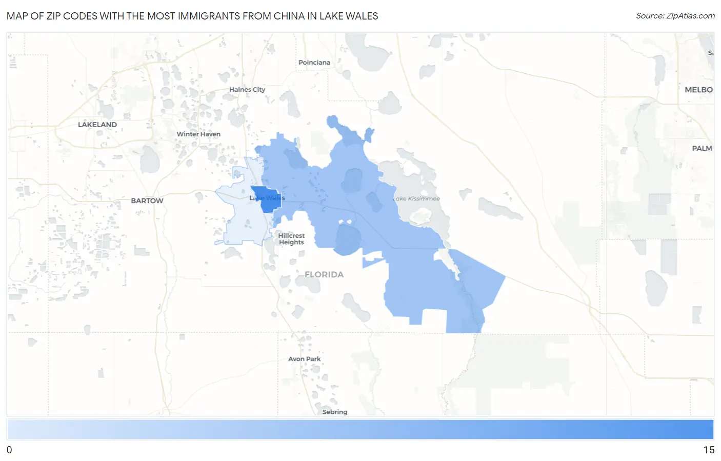 Zip Codes with the Most Immigrants from China in Lake Wales Map