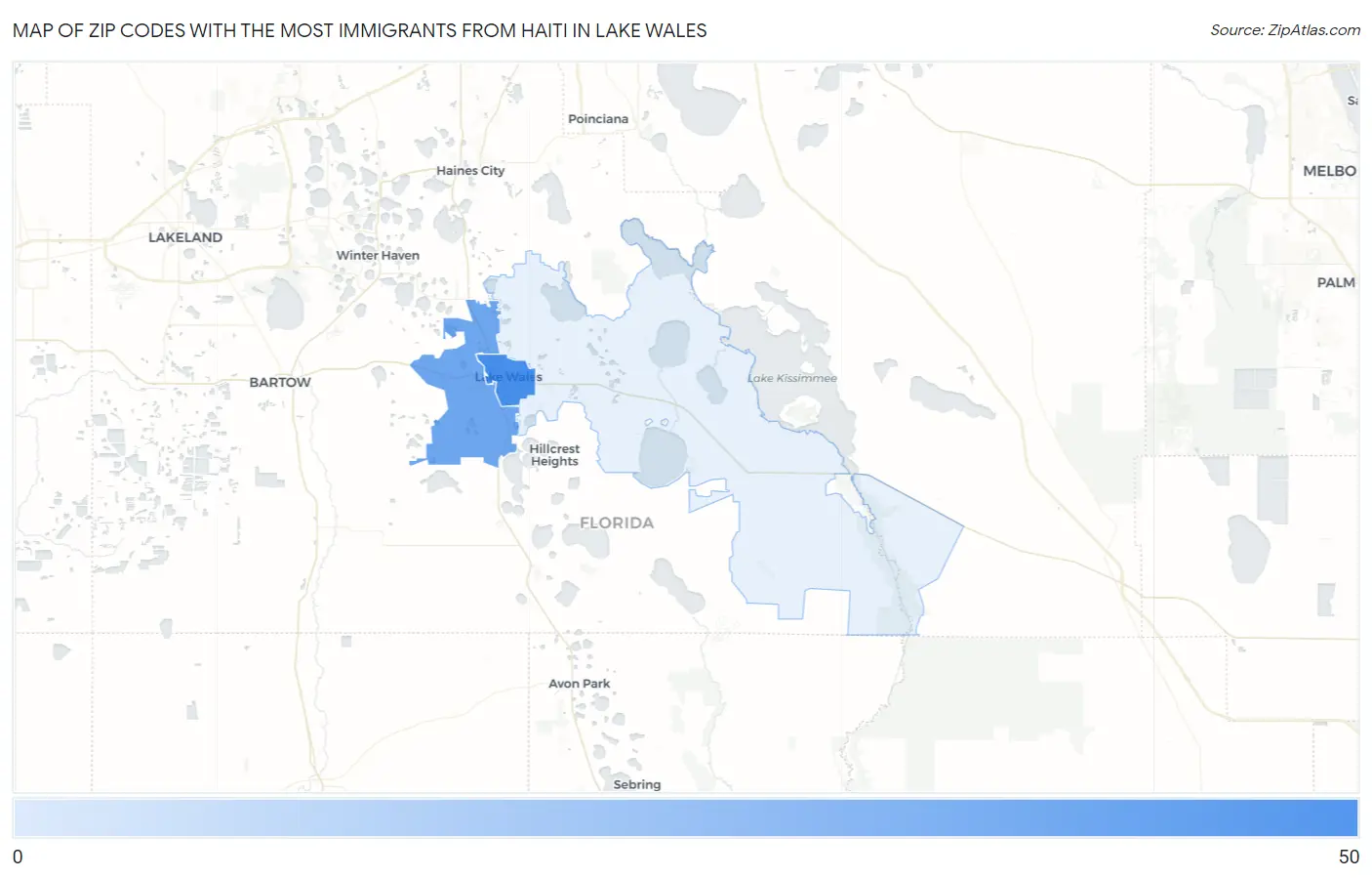 Zip Codes with the Most Immigrants from Haiti in Lake Wales Map
