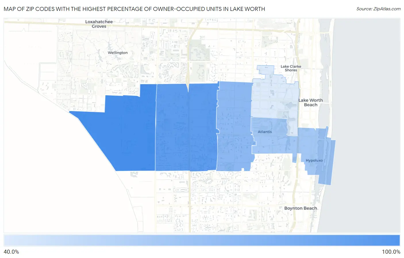 Zip Codes with the Highest Percentage of Owner-Occupied Units in Lake Worth Map